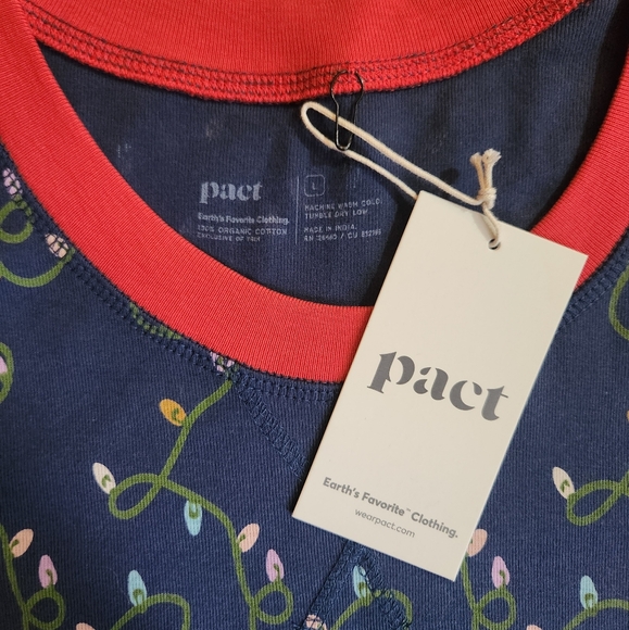 Pact Organic Dream Bigger Pajama Set Christmas Lights Size L - Picture 5 of 16